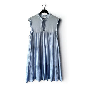 And Now This Light Blue Tiered Crinkle Dress Women's Size L